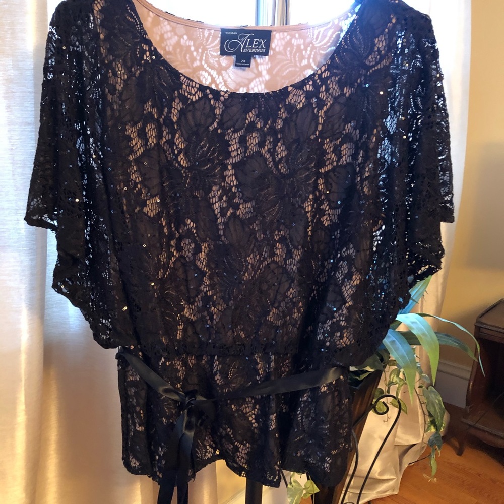 Alex evenings plus size 2x beaded lace top